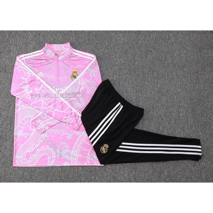 Tuta da Track de Felpa del Real Madrid Bambino 2023-2024 Rosa